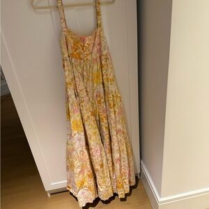 Free People Yellow and Orange Spaghetti Strap Sundress
